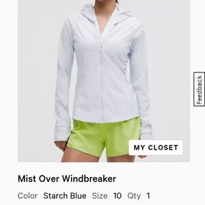 lululemon Light Blue Mist Over Hooded Windbreaker Jacket